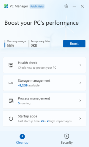 Скриншот PC Manager beta